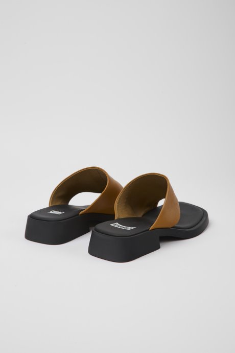 Design Twins Brown Leather Sandals For Women Camper