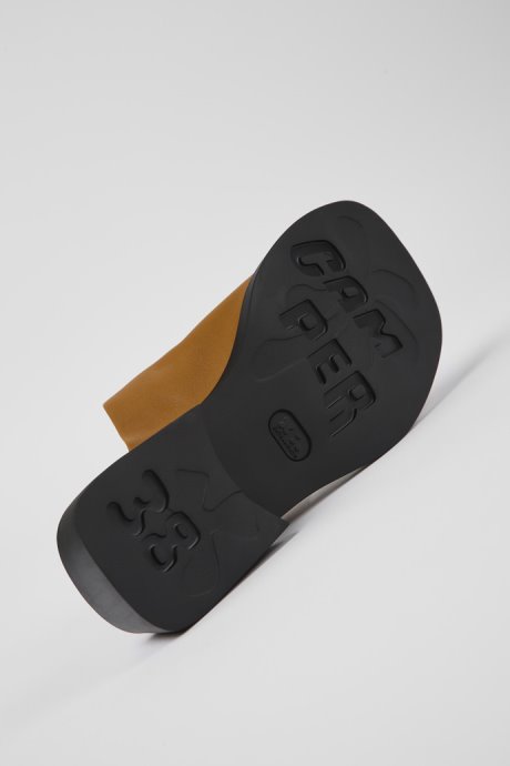 Design Twins Brown Leather Sandals For Women Camper