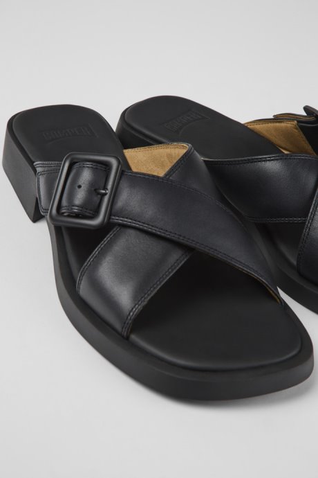 Dana Black Leather Sandals For Women Exclusive Camper
