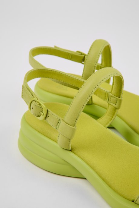 Design Spiro Green Leather Sandals For Women Camper