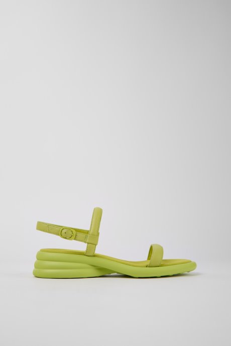 Design Spiro Green Leather Sandals For Women Camper