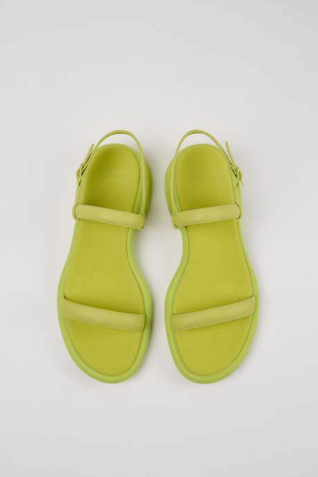 Design Spiro Green Leather Sandals For Women Camper