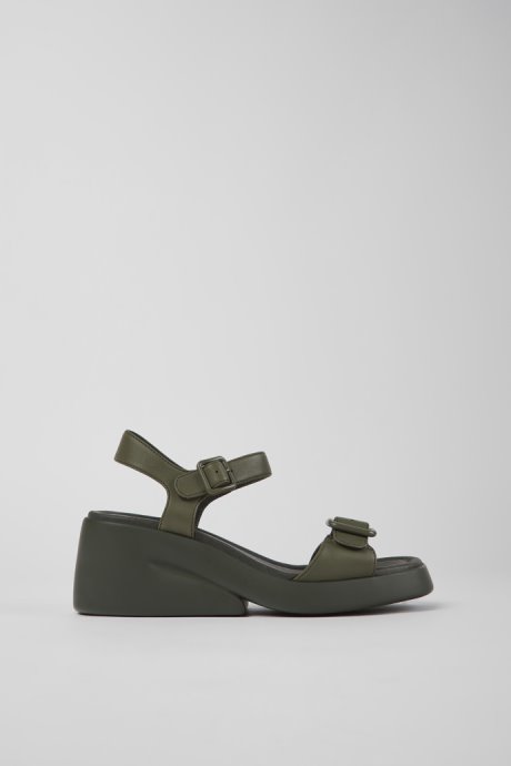 Kaah Green Leather Sandals For Women Camper New Arrivals