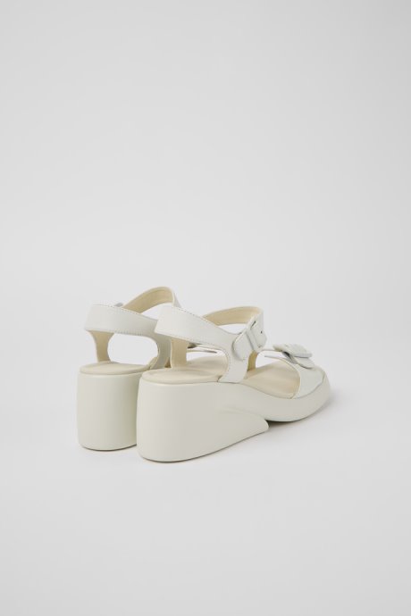 Design Kaah White Leather Sandals For Women Camper