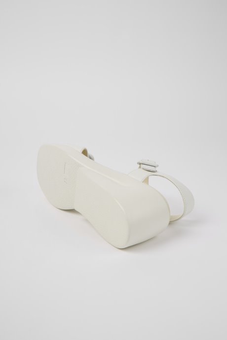 Design Kaah White Leather Sandals For Women Camper