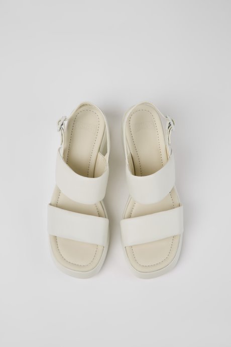 Kaah White Leather Sandals For Women Camper New Arrivals