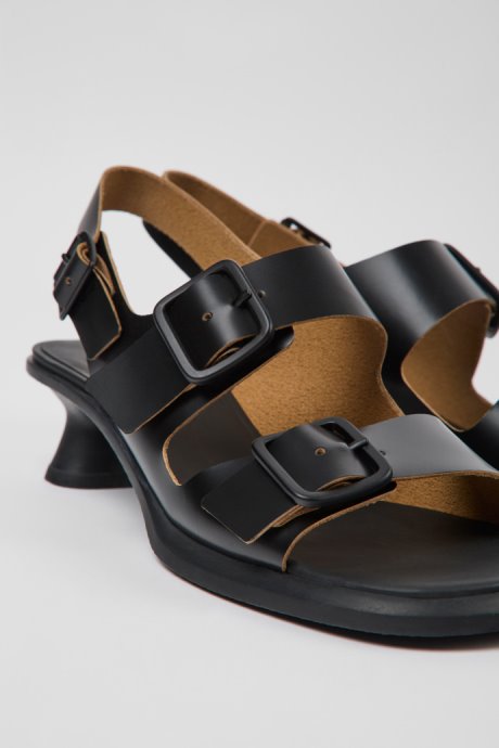 Dina Black Leather Sandals For Women Camper New Arrivals