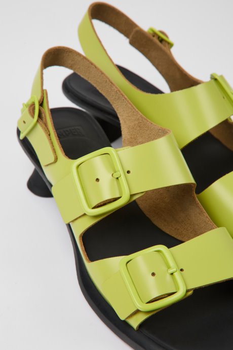 Design Dina Green Leather Sandals For Women Camper