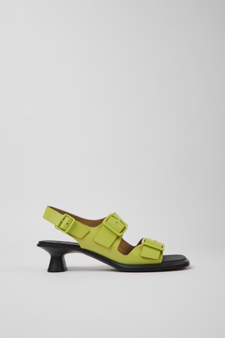 Design Dina Green Leather Sandals For Women Camper