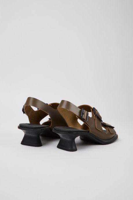 Camper Dina Brown Leather Sandals For Women New Arrivals
