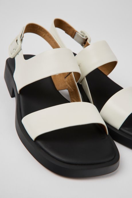 Camper Dana White Leather Sandals For Women New Arrivals