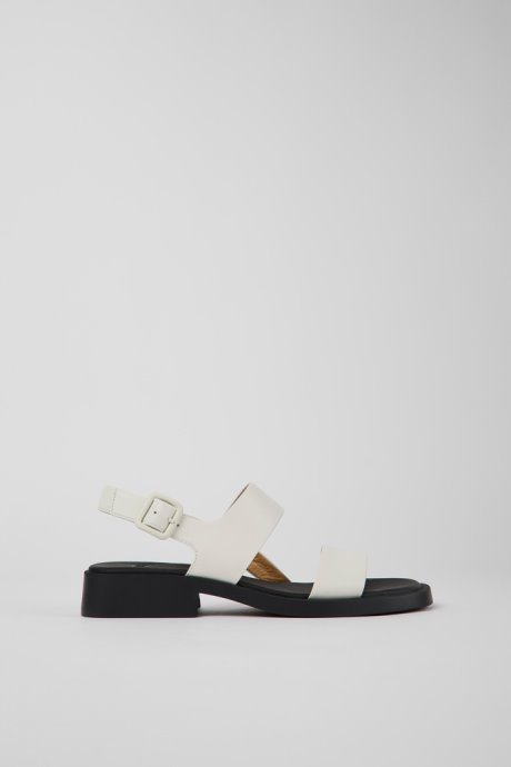 Camper Dana White Leather Sandals For Women New Arrivals