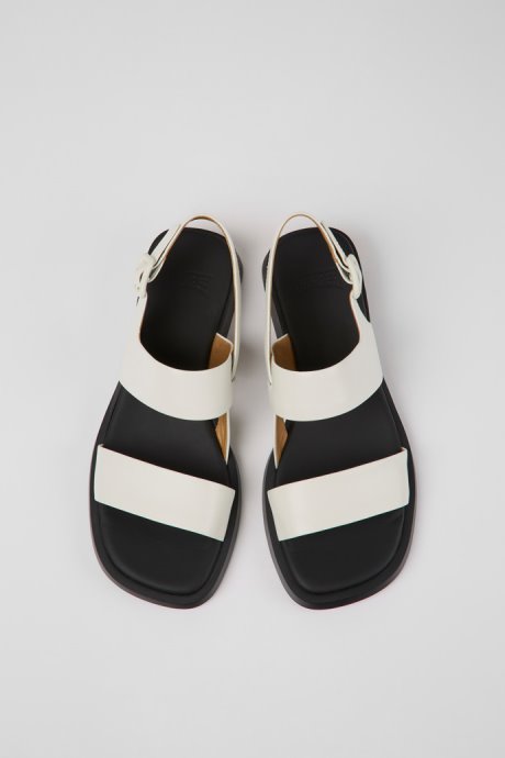 Camper Dana White Leather Sandals For Women New Arrivals