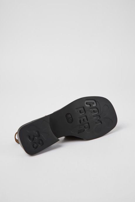 Design Dana Black Leather Sandals For Women Camper