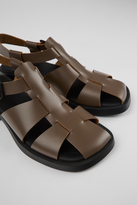 Camper Design Dana Brown Leather Sandals For Women