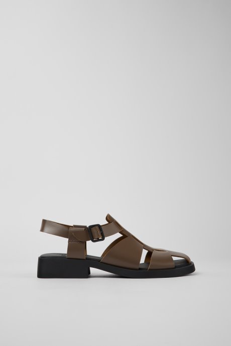 Camper Design Dana Brown Leather Sandals For Women