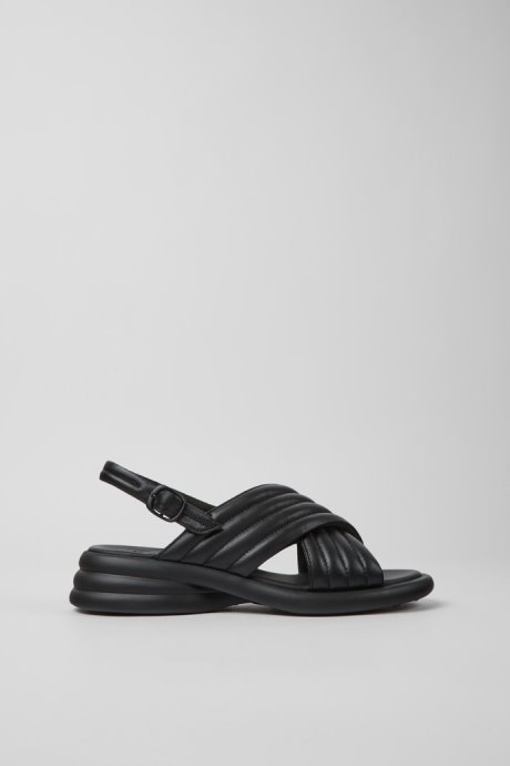 Spiro Black Leather Sandals For Women Exclusive Camper