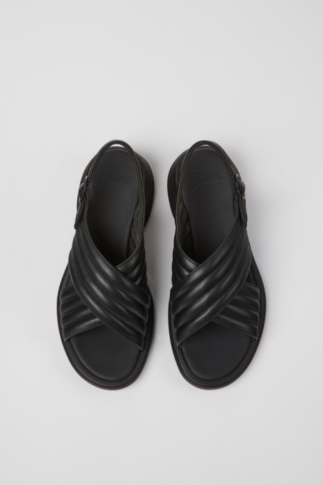 Spiro Black Leather Sandals For Women Exclusive Camper