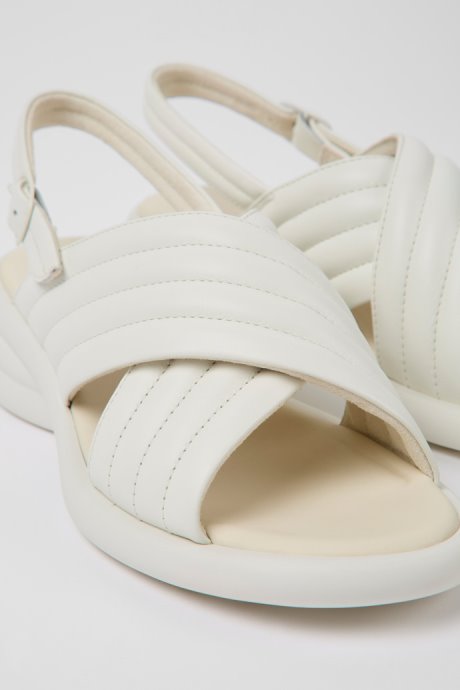 Camper Design Spiro White Leather Sandals For Women
