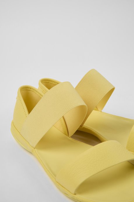 Design Right Yellow Leather Sandals For Women Camper