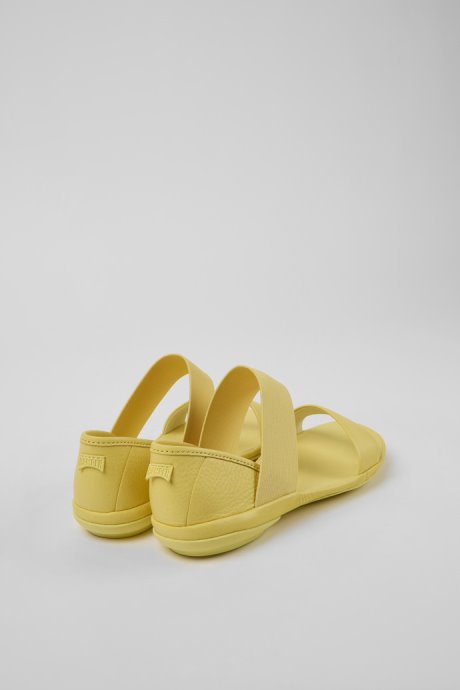 Design Right Yellow Leather Sandals For Women Camper