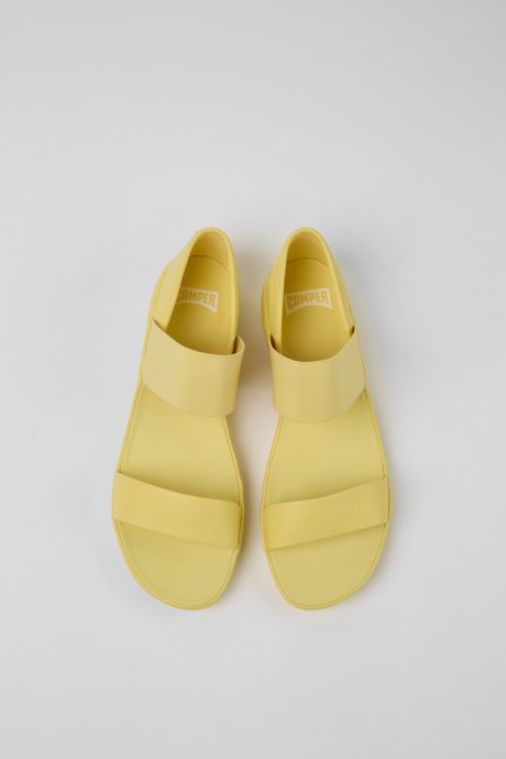 Design Right Yellow Leather Sandals For Women Camper