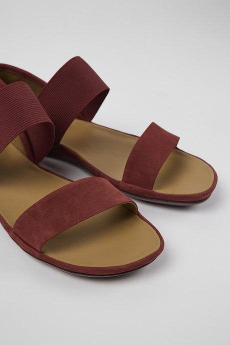Design Right Burgundy Nubuck Sandals For Women Camper