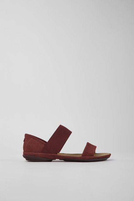 Design Right Burgundy Nubuck Sandals For Women Camper