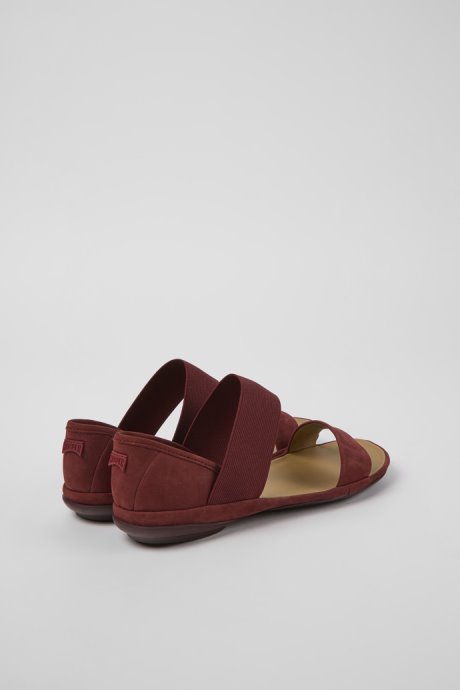 Design Right Burgundy Nubuck Sandals For Women Camper