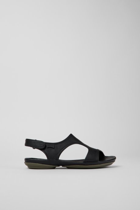 Camper Design Right Black Leather Sandals For Women