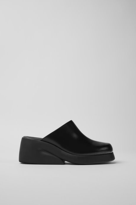 Design Kaah Black Leather Clogs Camper