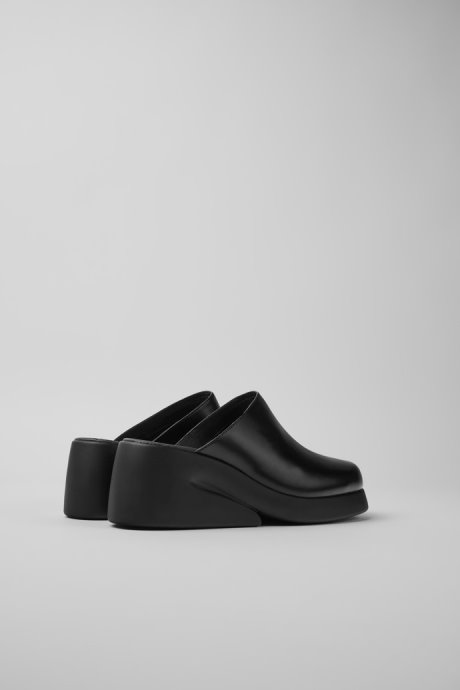 Design Kaah Black Leather Clogs Camper