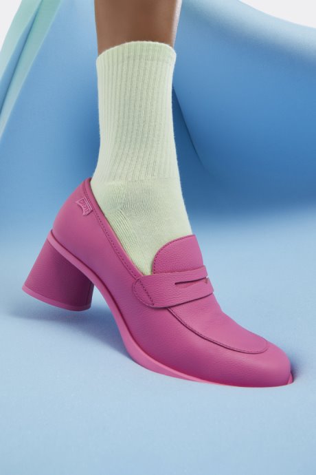 Kiara Pink Leather Heels Exclusive Camper