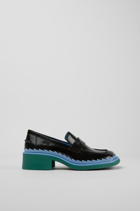 Taylor Black Blue And Green Leather Loafers For Women Camper New Arrivals