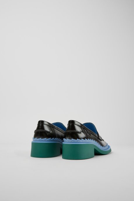 Taylor Black Blue And Green Leather Loafers For Women Camper New Arrivals