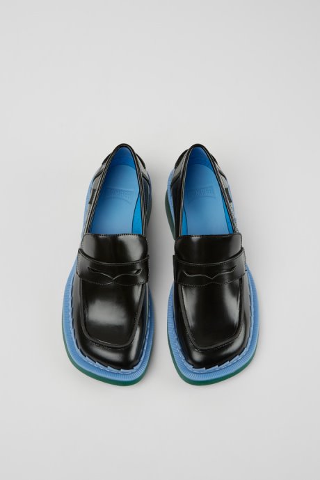 Taylor Black Blue And Green Leather Loafers For Women Camper New Arrivals