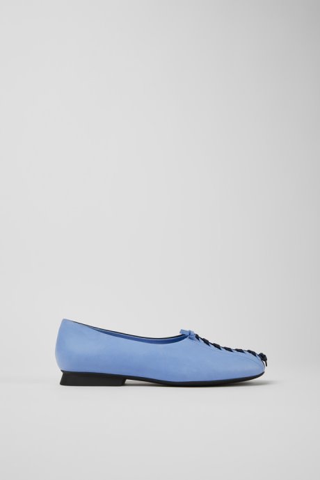 Twins Blue Leather Ballerina Flats For Women Exclusive Camper