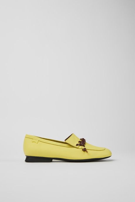 Exclusive Camper Casi Myra Yellow And Brown Leather Loafers For Women