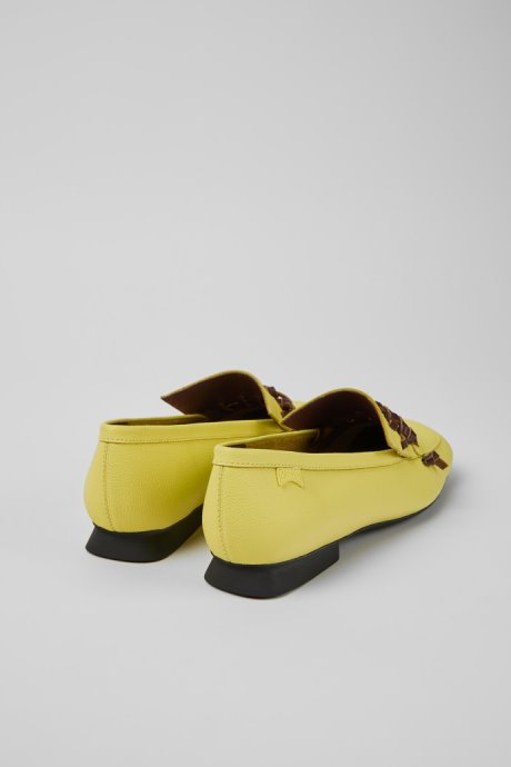 Exclusive Camper Casi Myra Yellow And Brown Leather Loafers For Women