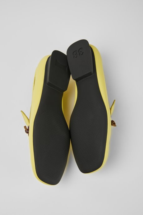 Exclusive Camper Casi Myra Yellow And Brown Leather Loafers For Women