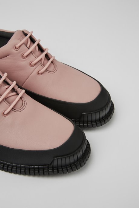 Camper Design Pix Pink And Black Leather Lace-Up Shoes For Women