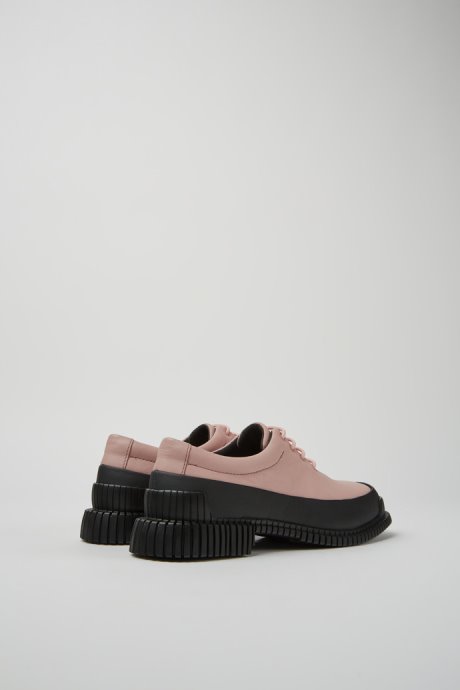 Camper Design Pix Pink And Black Leather Lace-Up Shoes For Women