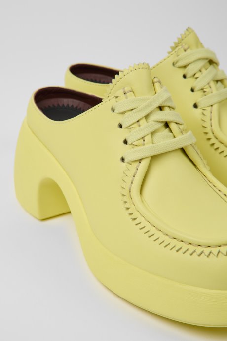 Design Thelma Yellow Leather Mules For Women Camper