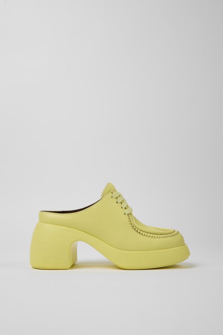 Design Thelma Yellow Leather Mules For Women Camper