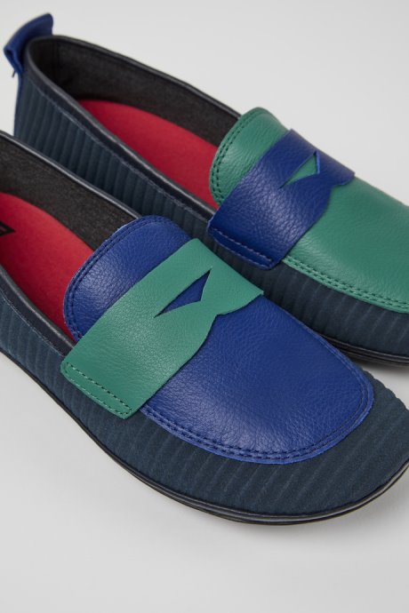 Camper Twins Blue And Green Recycled Leather Shoes For Women New Arrivals