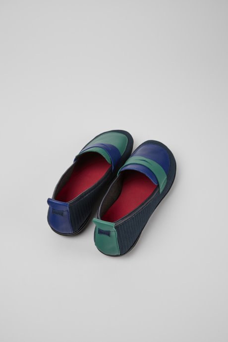 Camper Twins Blue And Green Recycled Leather Shoes For Women New Arrivals