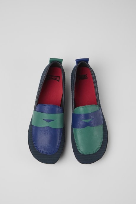 Camper Twins Blue And Green Recycled Leather Shoes For Women New Arrivals