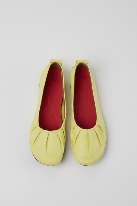 Camper Right Yellow Leather Ballerina Flats For Women New Arrivals