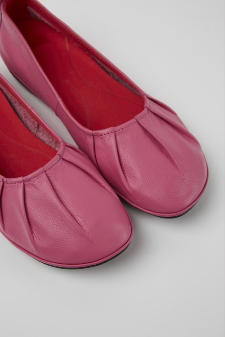 Right Pink Leather Ballerina Flats For Women Camper New Arrivals