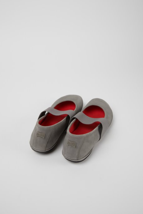 Camper Design Right Gray Nubuck Ballerina Flats For Women